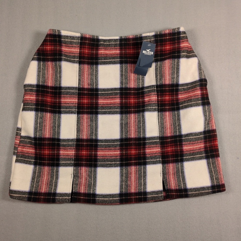 Hollister women SZ‎ S NWT Ultra High Rise Plaid Mini Skirt Wool Blend